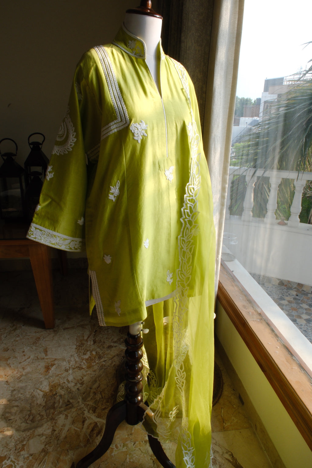 Green Dori work Choga set