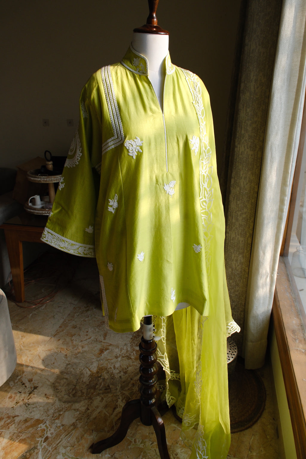 Green Dori work Choga set