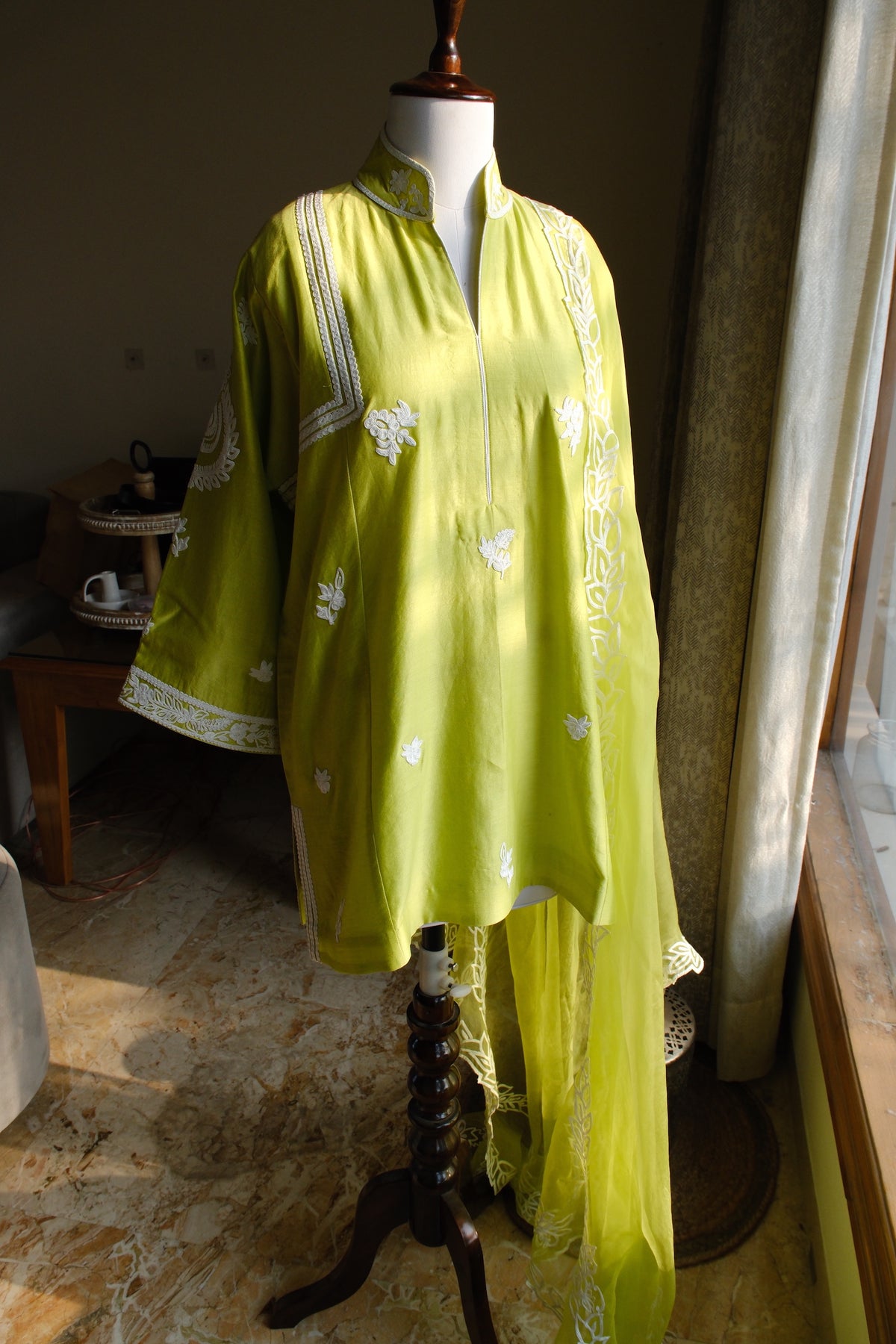 Green Dori work Choga set