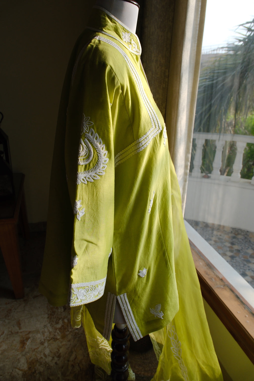 Green Dori work Choga set