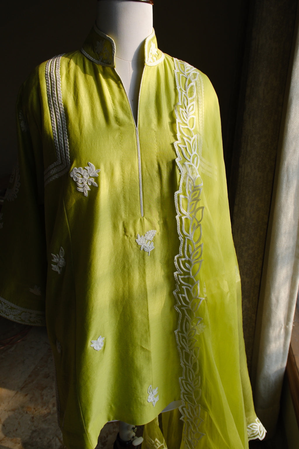 Green Dori work Choga set
