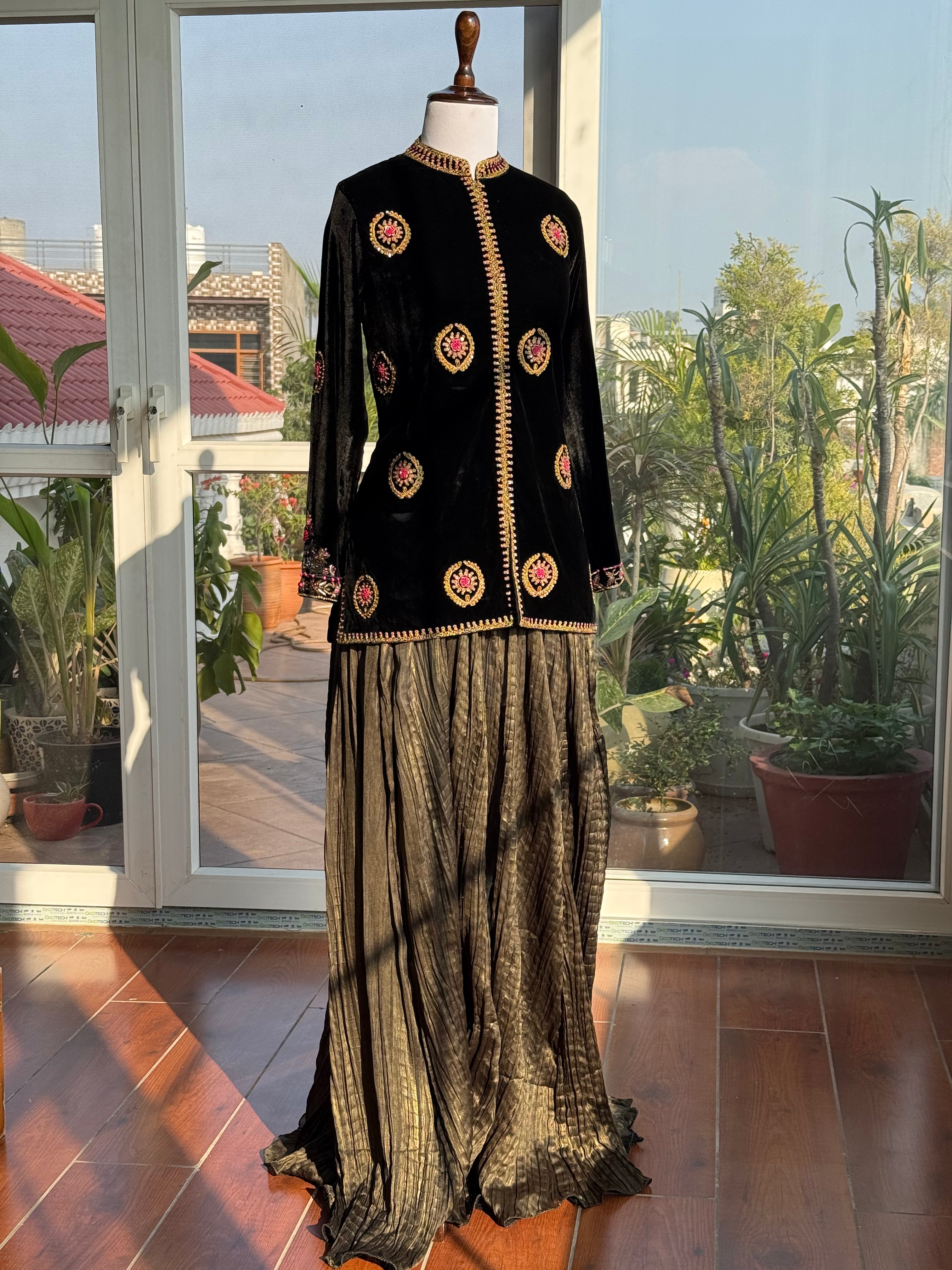 Velvet Jacket Suit Set