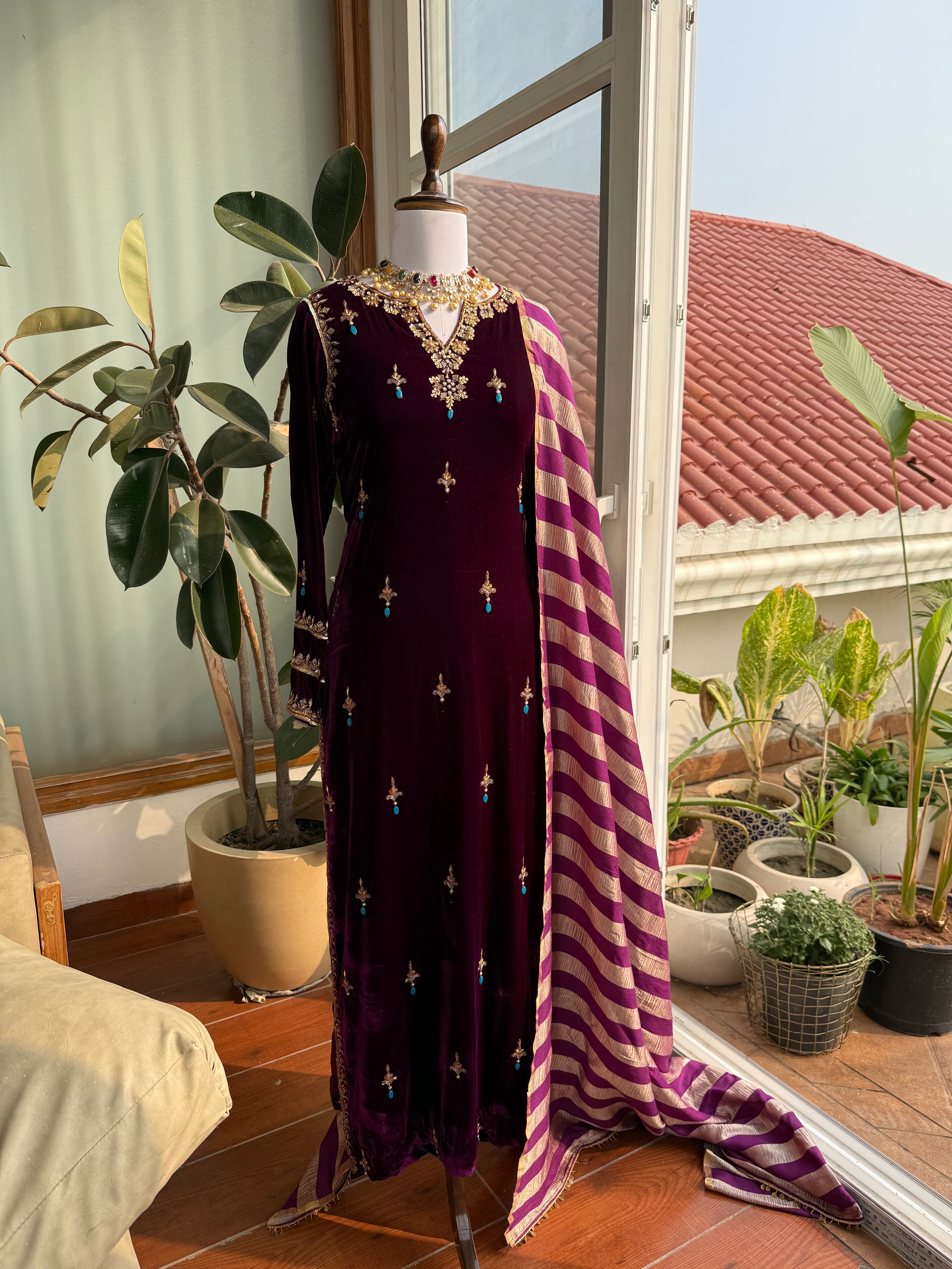 Regal Plum Velvet Suit set