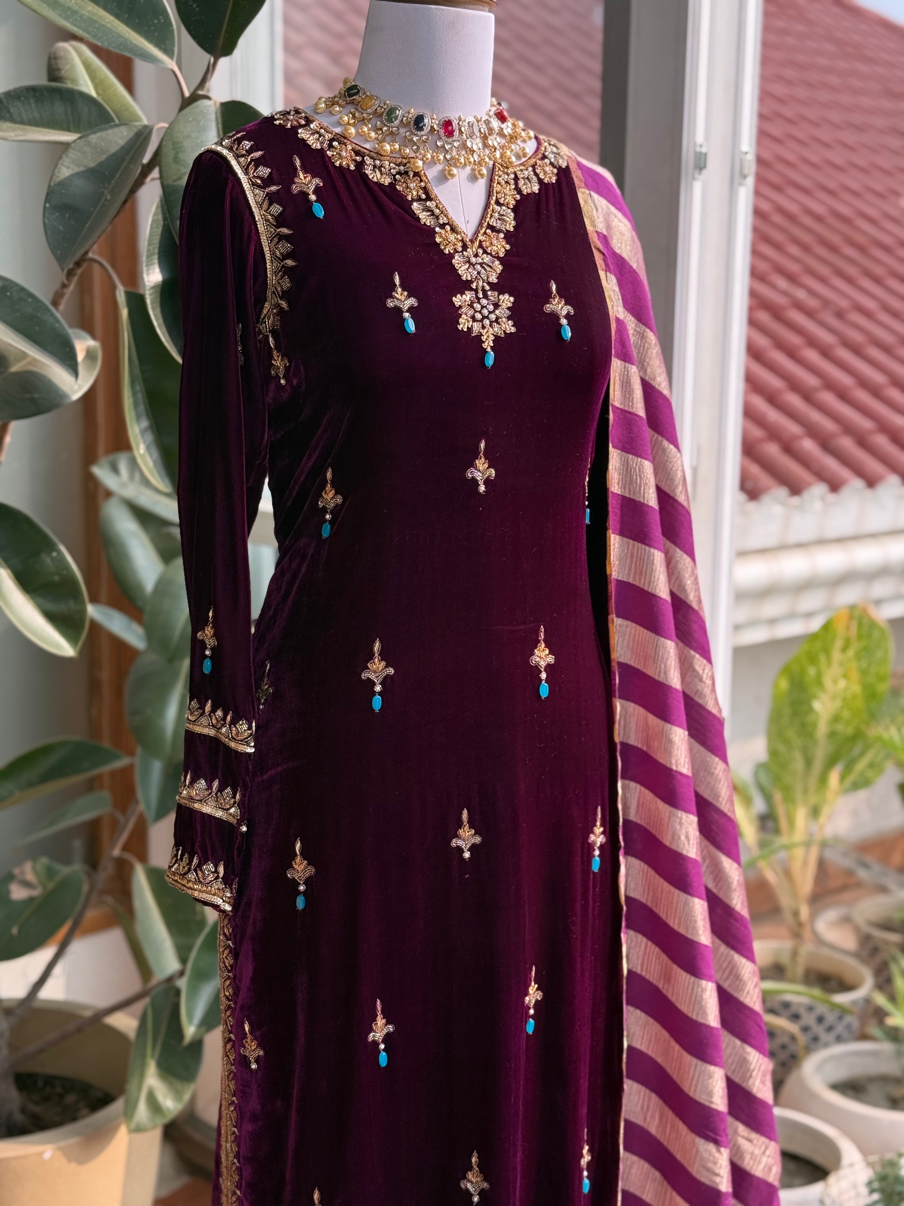 Regal Plum Velvet Suit set