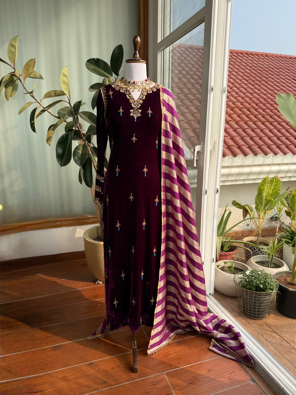 Regal Plum Velvet Suit set