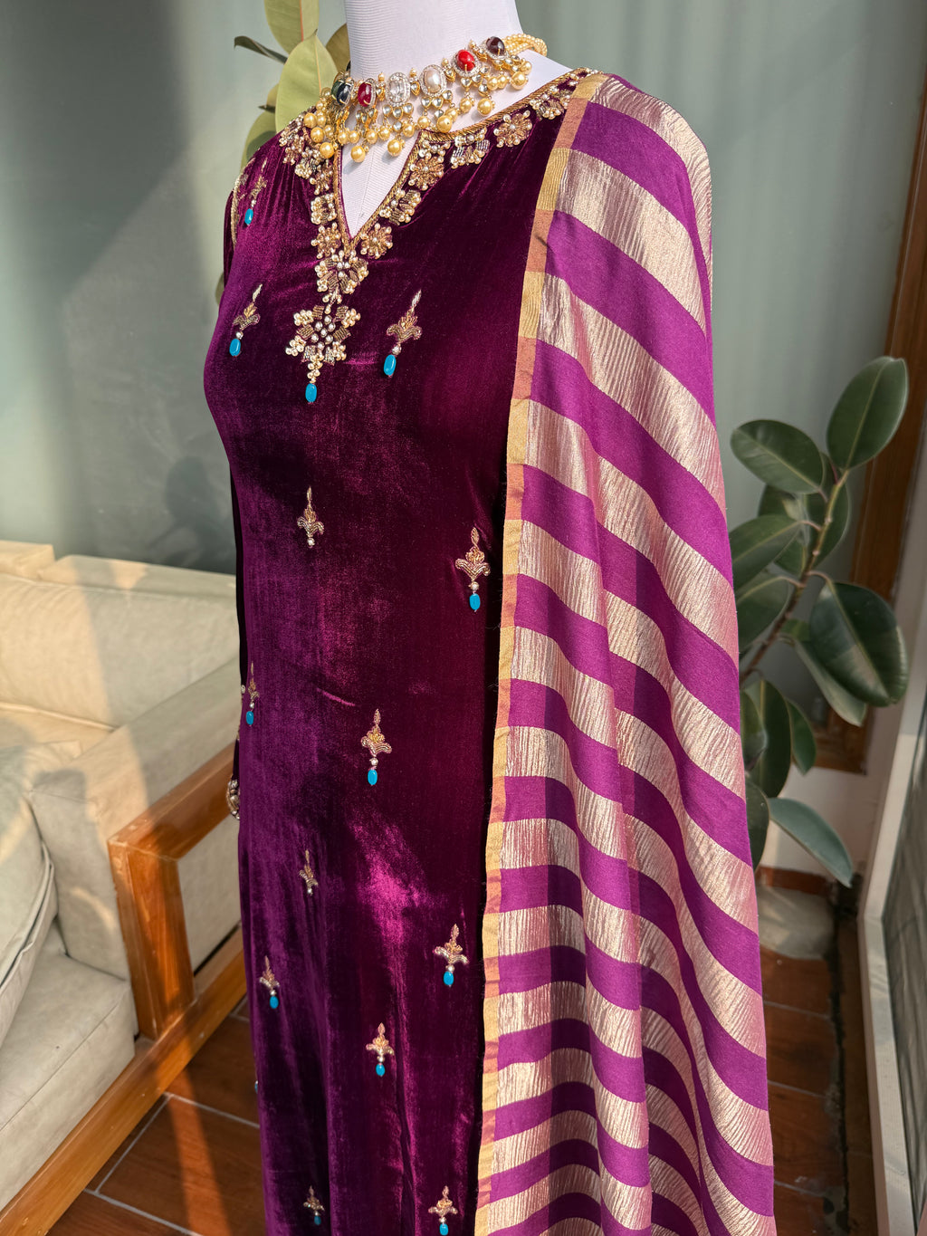 Regal Plum Velvet Suit set