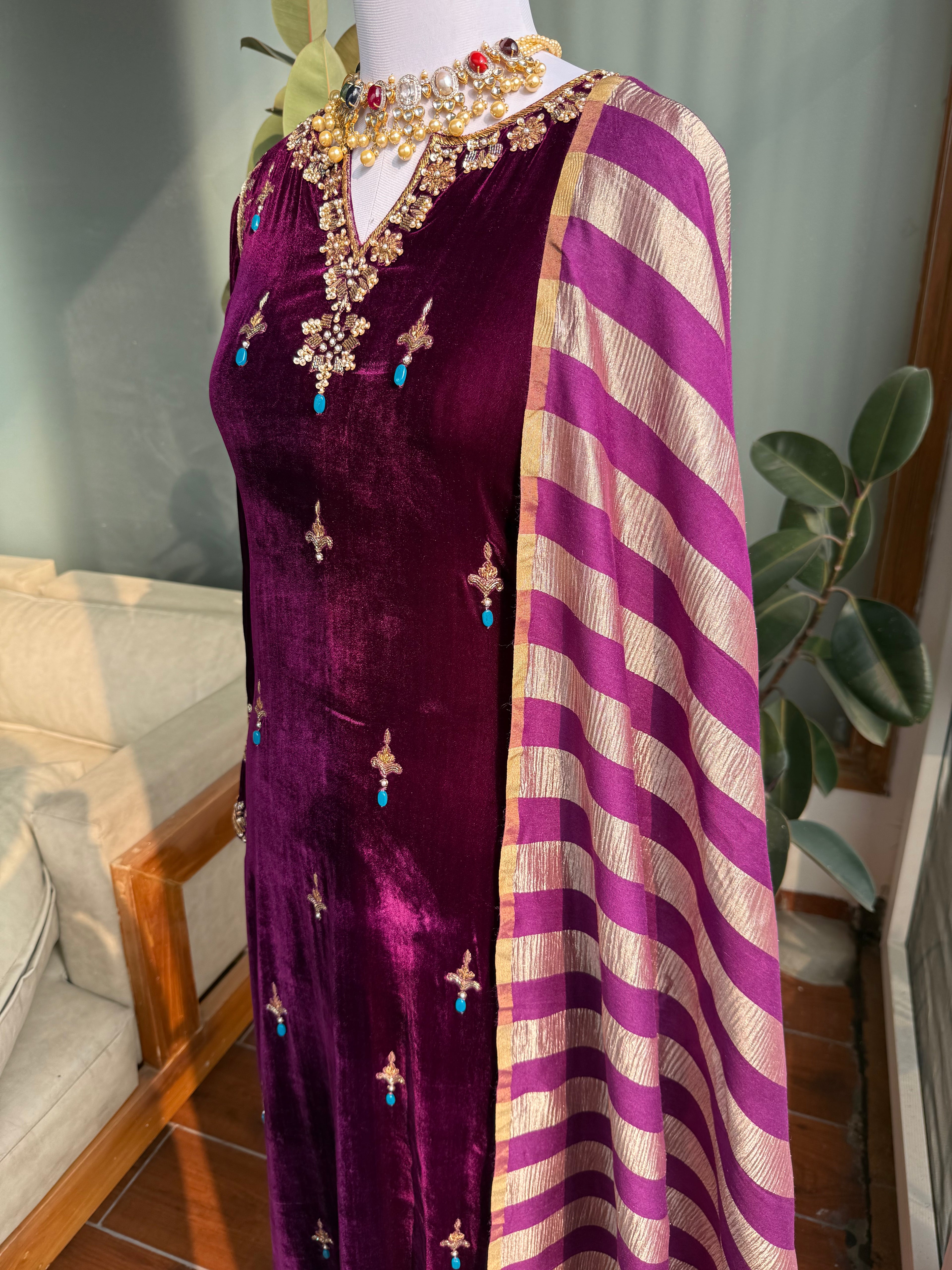 Regal Plum Velvet Suit set